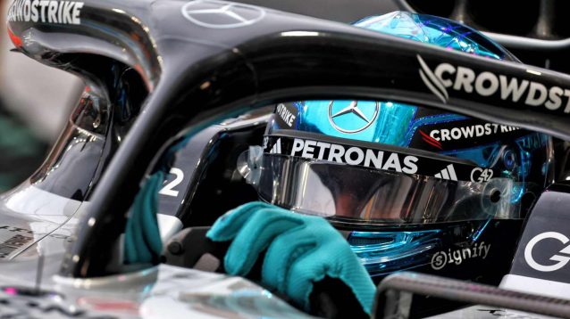 George Russell behind the wheel in Singapore.