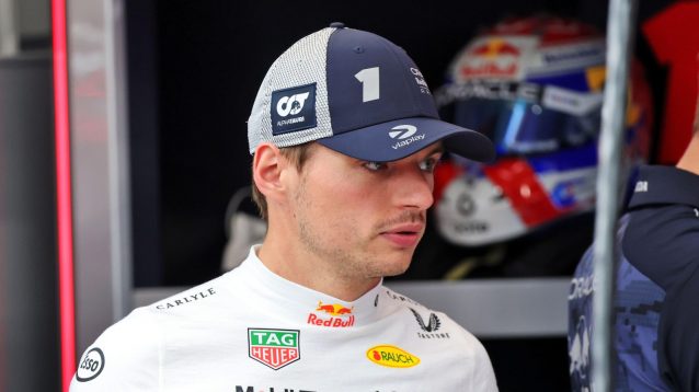 Max Verstappen in the Red Bull garage
