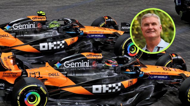 McLaren teammates battle, David Coulthard in the circle