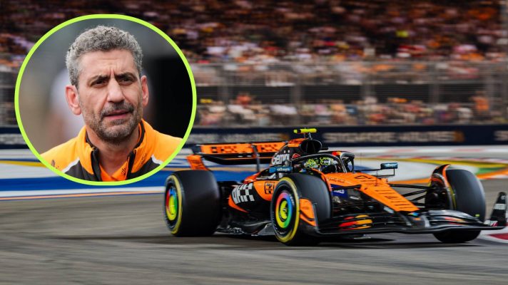 McLaren's Lando Norris and Andrea Stella at the 2025 Singapore Grand Prix.