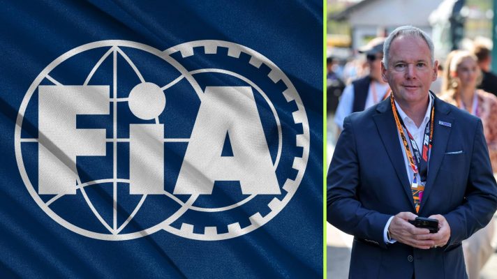 The FIA logo, and Tim Mayer.