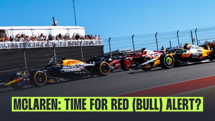 Red Bull's Max Verstappen leads out of Turn 1 at the 2025 United States Grand Prix.