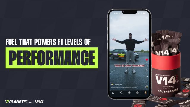A titled image - Fuel that powers F1 levels of performance - and an image of a mobile phone showing a drifting challenge