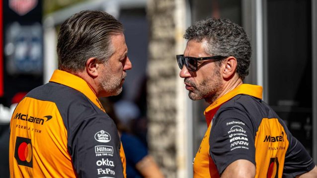 McLaren CEO Zak Brown and team principal Andrea Stella.