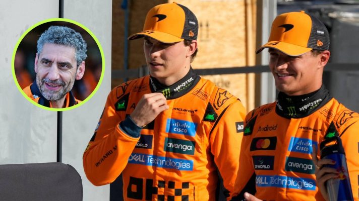 McLaren's Lando Norris and Oscar Piastri at the 2025 United States Grand Prix.