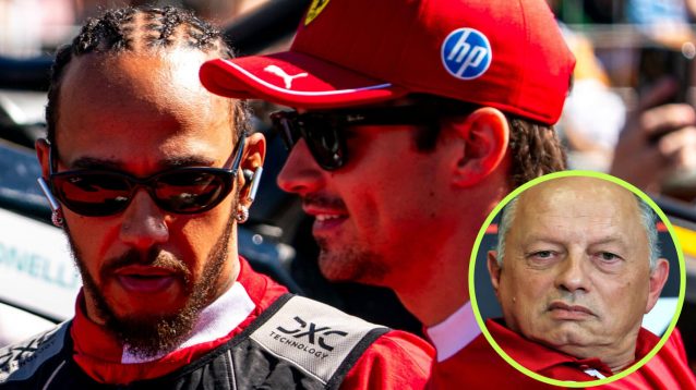 Lewis Hamilton and Charles Leclerc, Fred Vasseur in the circle