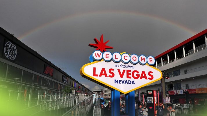 A rainbow above the Las Vegas paddock.