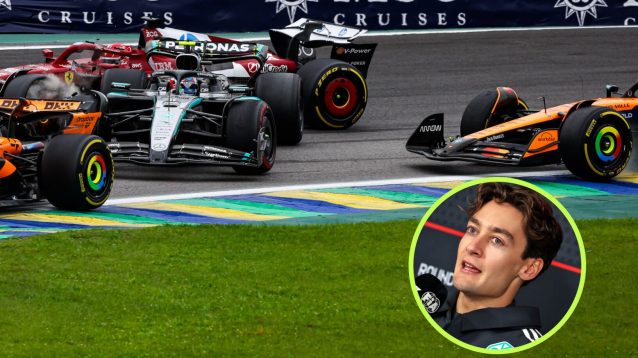 Oscar Piastri was penalised at the Brazilian GP, George Russell in the circle