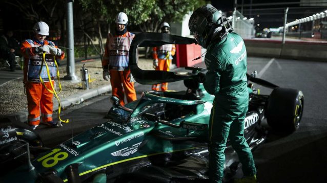 Lance Stroll retires from the Las Vegas GP.