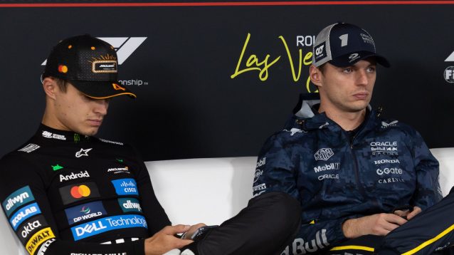 Lando Norris and Max Verstappen in the press conference