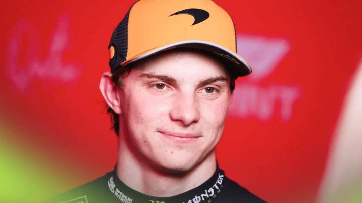 Oscar Piastri faces the media in Qatar