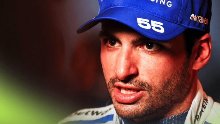 Carlos Sainz speaks to the media
