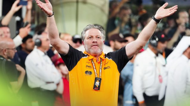 McLaren Racing CEO Zak Brown celebrates as Lando Norris becomes champion at the 2025 Abu Dhabi Grand Prix