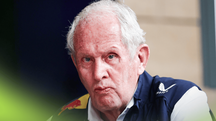Helmut Marko looks at the camera as he sits in the Qatar GP paddock