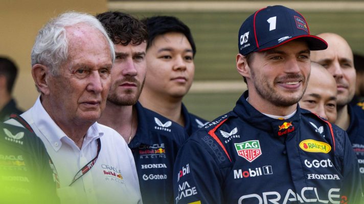 Red Bull's Helmut Marko and Max Verstappen.