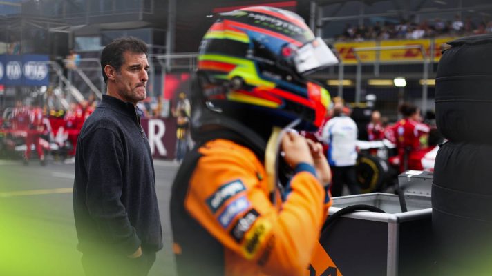 McLaren's Oscar Piastri, pictured with his manager Mark Webber.
