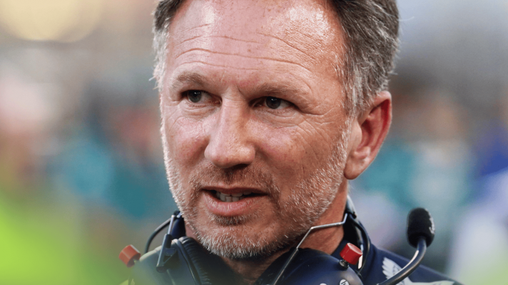 A close-up shot of Christian Horner on the grid in Bahrain