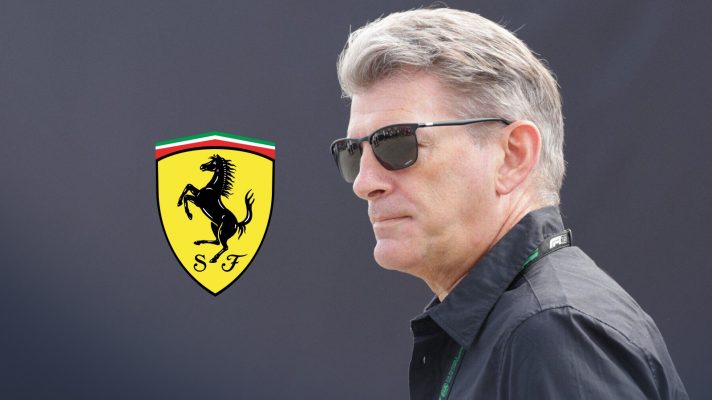 Cadillac team principal Graeme Lowdon and the Ferrari badge