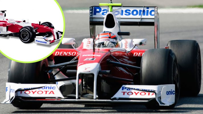 The Toyota TF109 as it raced, versus its launch image.