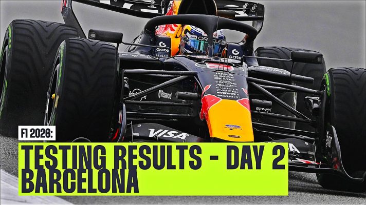Red Bull's Max Verstappen on track at Barcelona testing 2026.