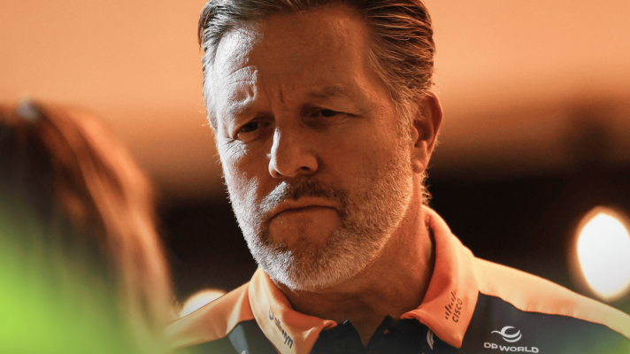 Zak Brown looks on in the Bahrain paddock