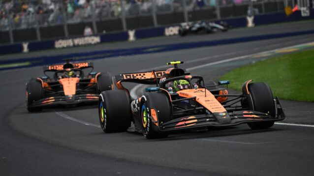 Oscar Piastri behind Lando Norris