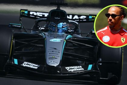 George Russell jokes Lewis Hamilton will complain about Mercedes ‘illegal’ engine