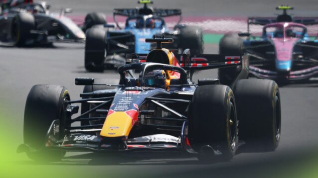 Max Verstappen pursued in the Red Bull RB22 during the 2026 China Sprint