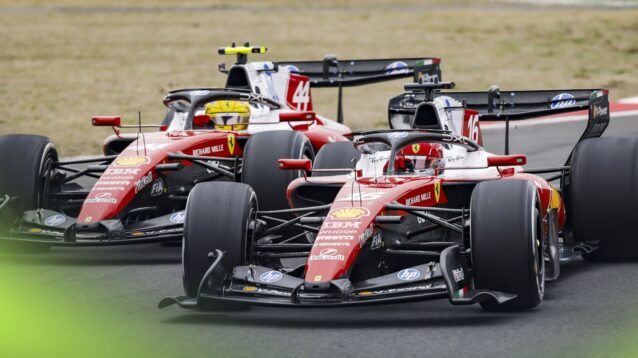 Ferrari drivers Lewis Hamilton and Charles Leclerc battle at the 2026 Chinese Grand Prix