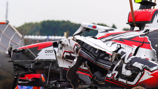 Oliver Bearman's destroyed Haas