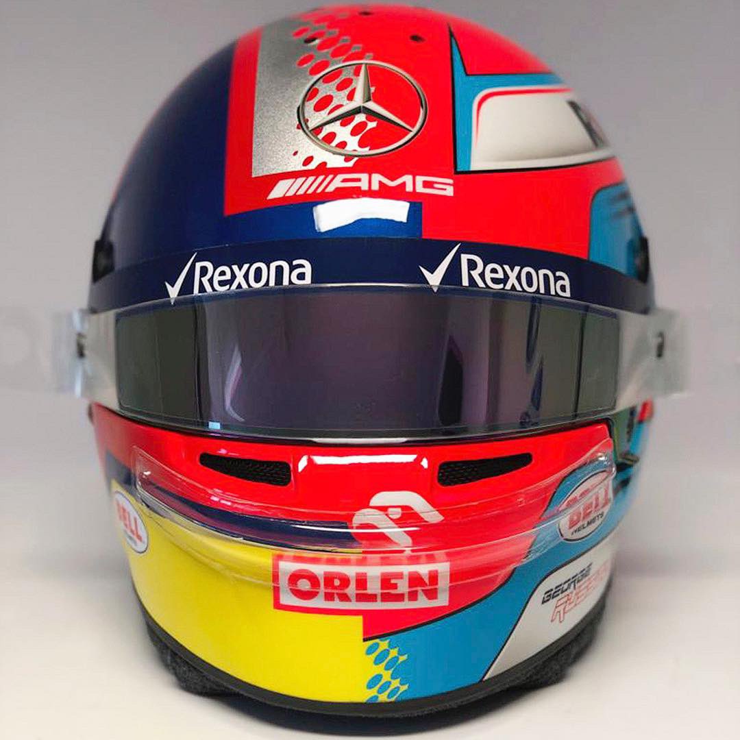 George Russell 1000th race helmet