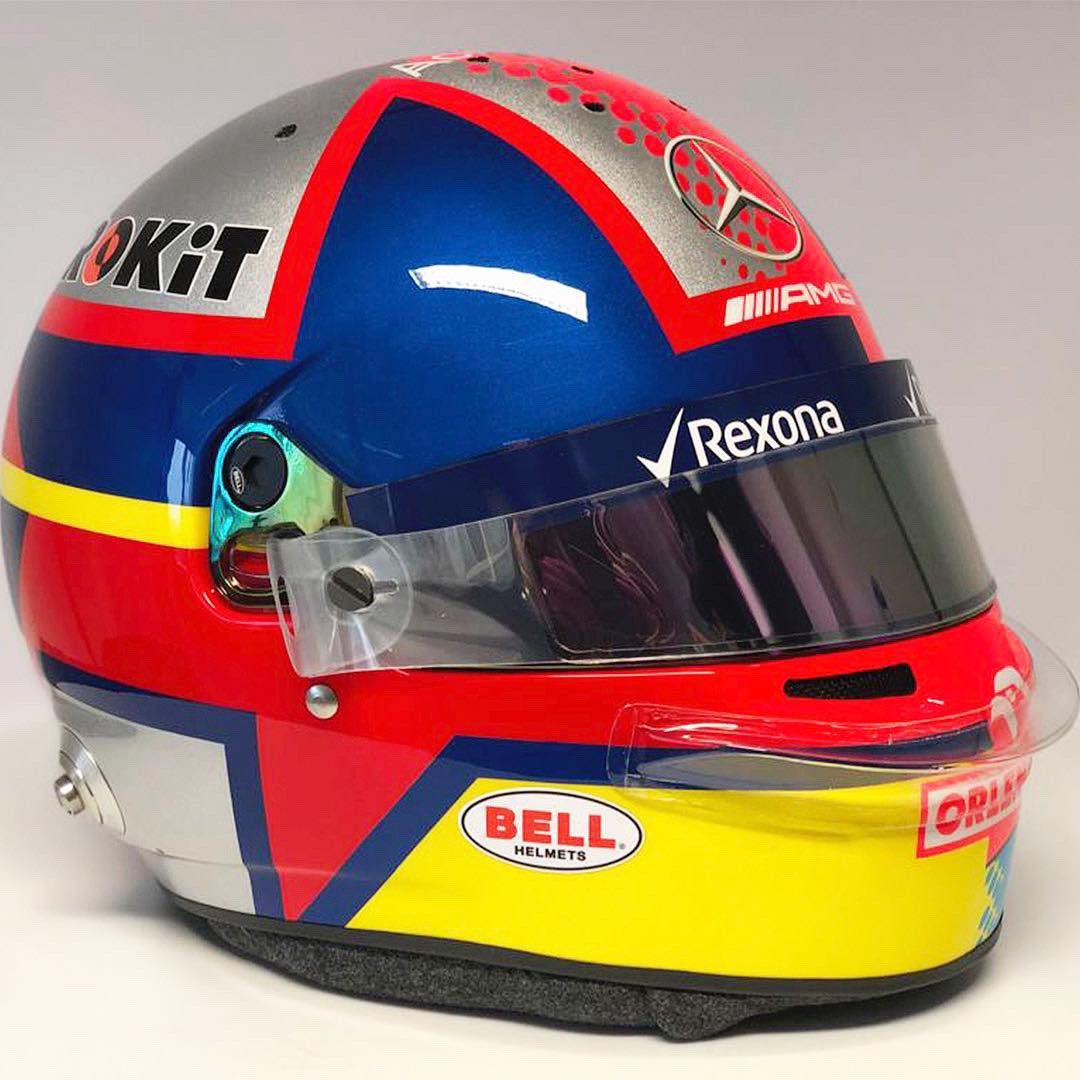 George Russell 1000th race helmet