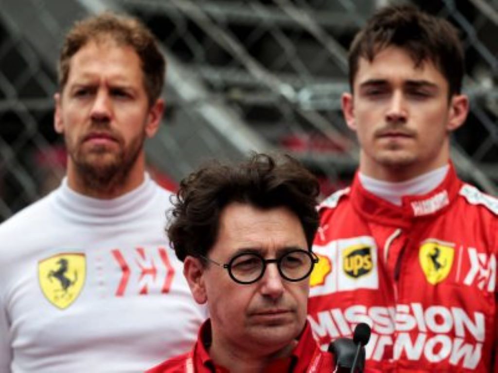 Mattia Binotto Sebastian Vettel Charles Leclerc Ferrari