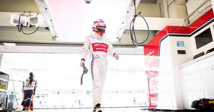 Kimi Raikkonen in the garage