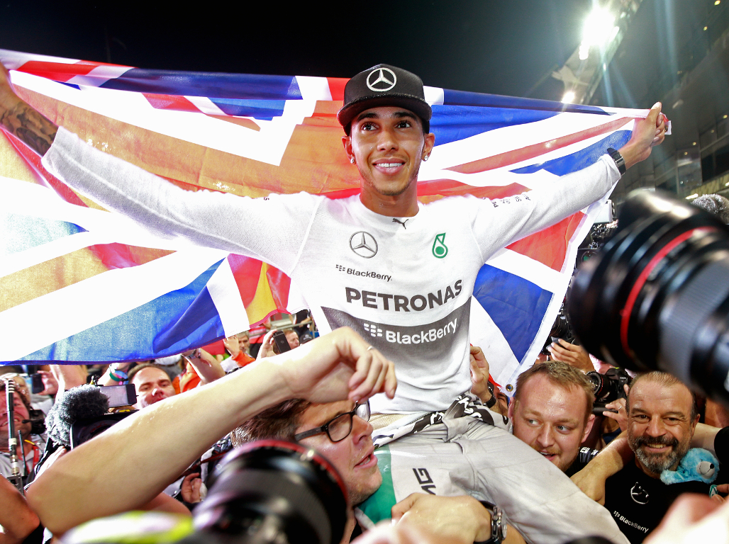 Lewis Hamilton celebrates 2014 World title