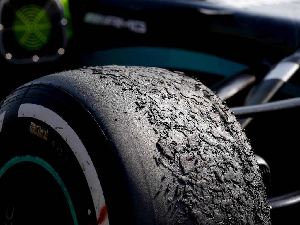 Lewis Hamilton Mercedes blistered tyre