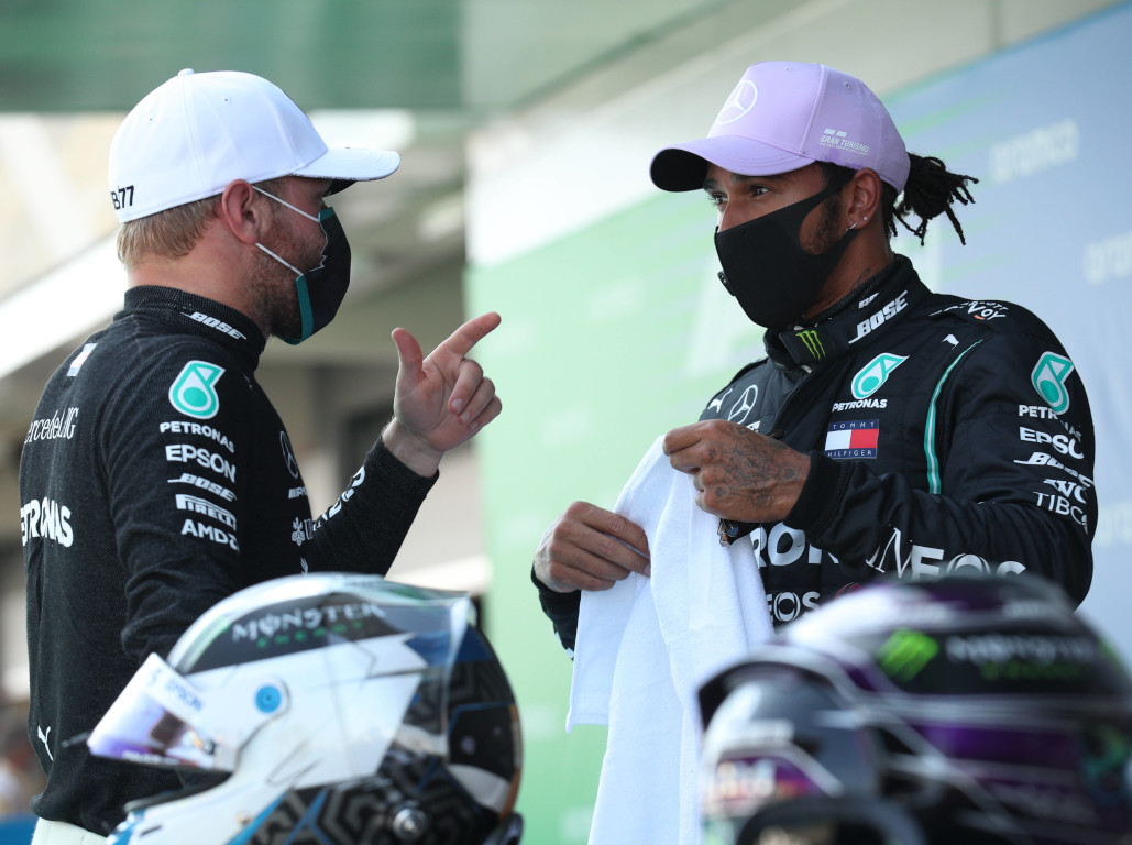 Lewis Hamilton and Valtteri Bottas talking