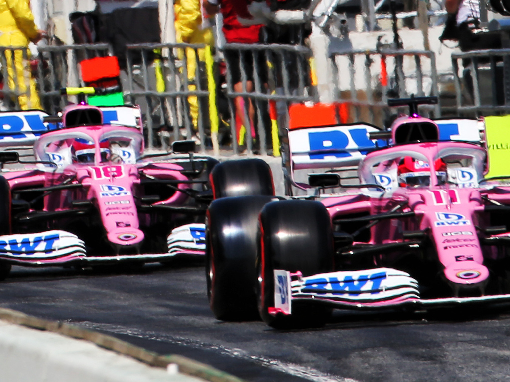 Racing Point drivers leave the pits