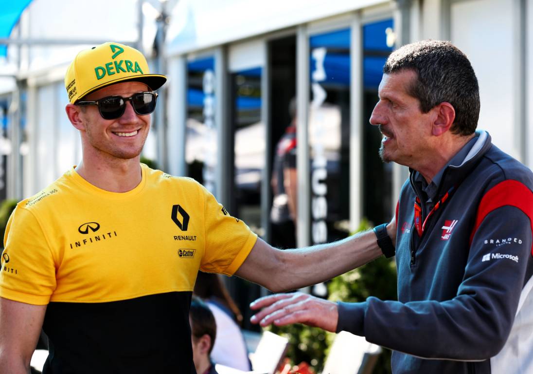 Nico Hulkenberg and Haas team principal Guenther Steiner