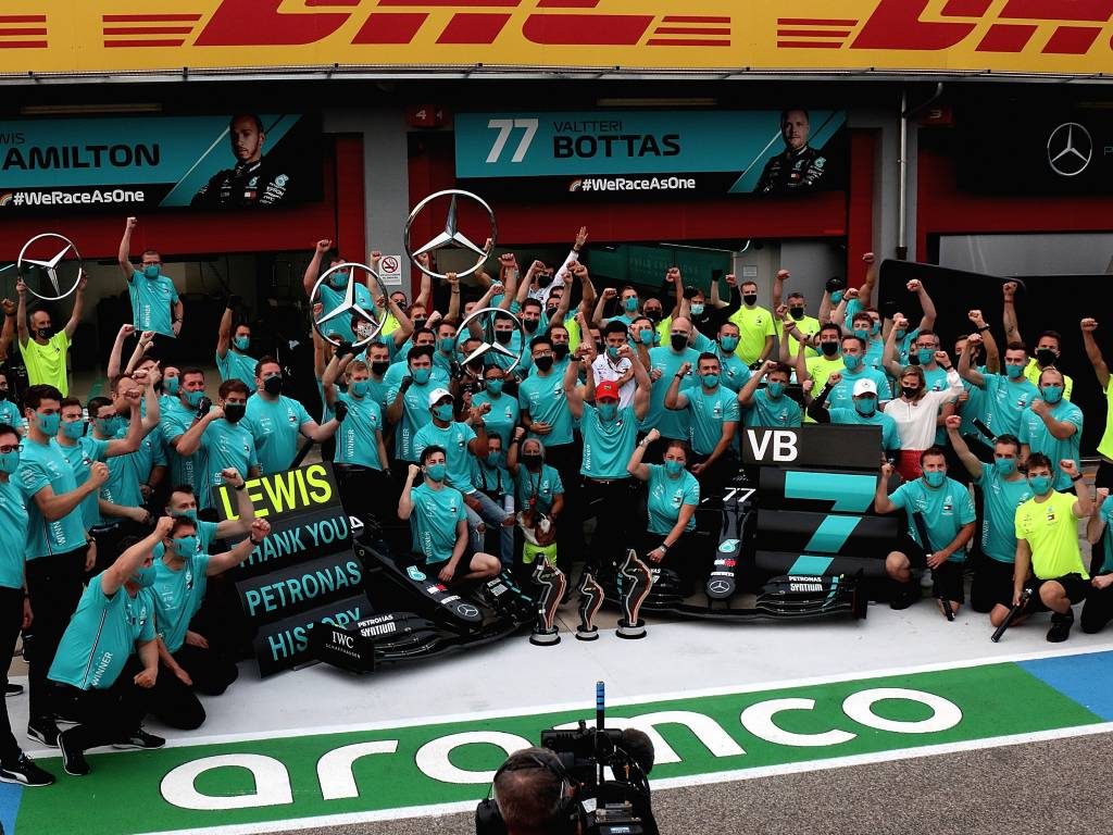 Mercedes celebrate their seventh consecutive constructors' World Championship