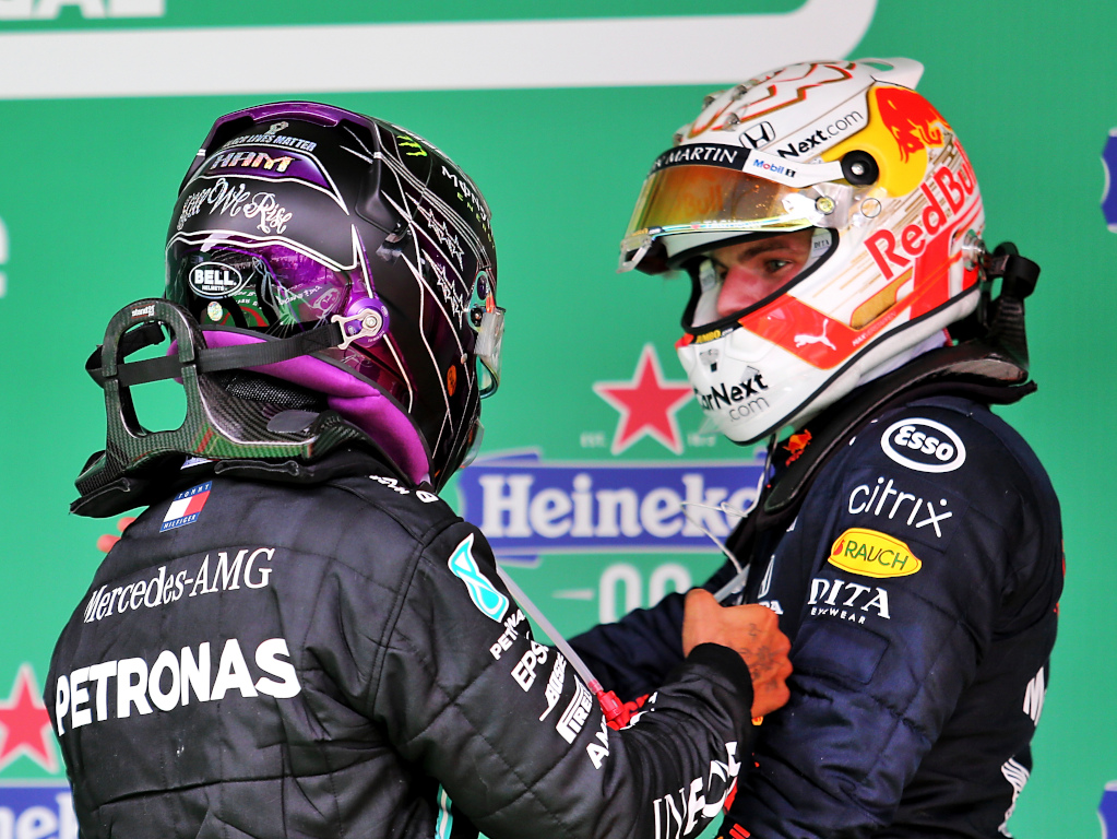 Max Verstappen and Lewis Hamilton