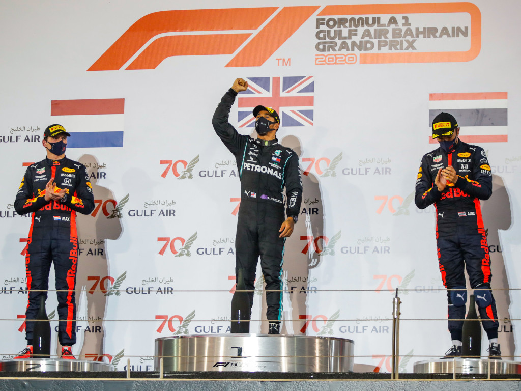 Max Verstappen and Alexander Albon Bahrain podium