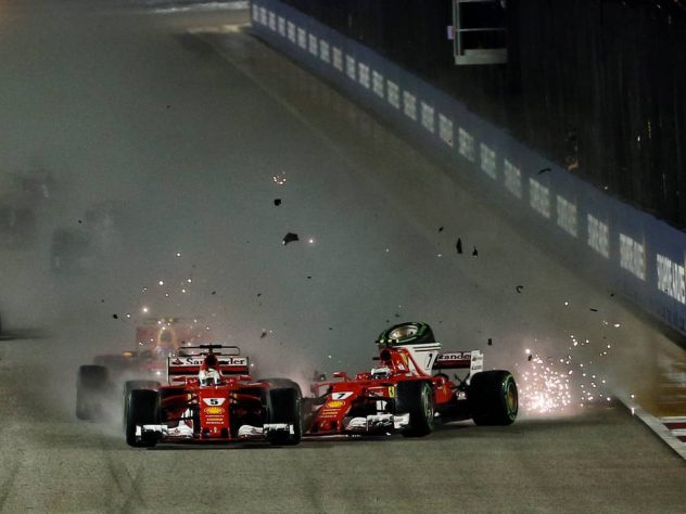 Sebastian Vettel in Ferrari - intense cornering
