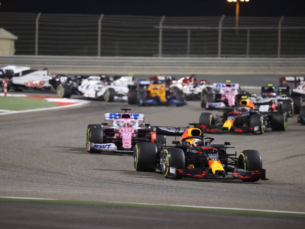 Max Verstappen ahead of Sergio Perez during the Bahrain Grand Prix