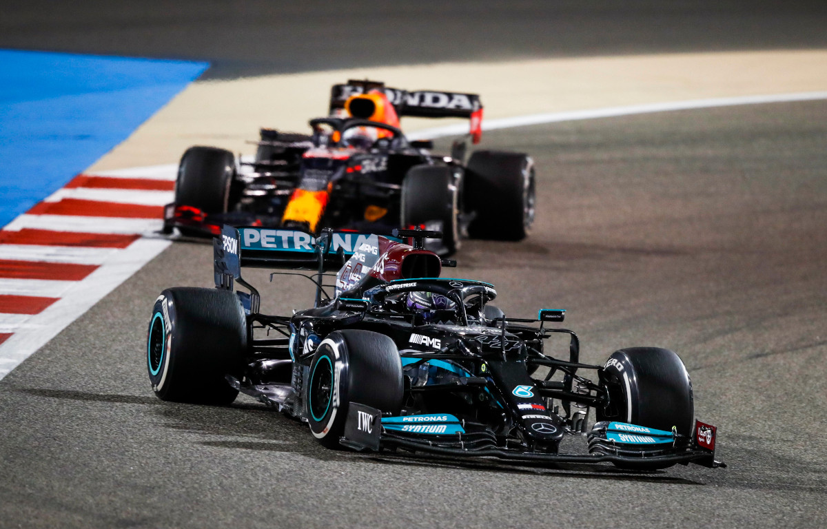 Lewis Hamilton leads Max Verstappen