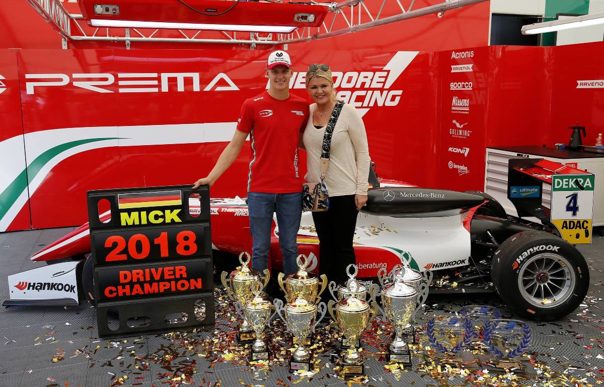 Mick Schumacher and his mother, Corinna, after winning the 2018 Formula 3 European Championship