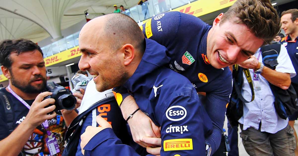 Max Verstappen with race engineer, Gianpiero Lambiase