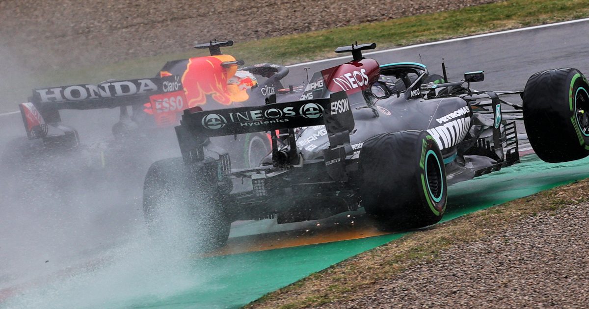 Max Verstappen and Lewis Hamilton lap 1 Imola