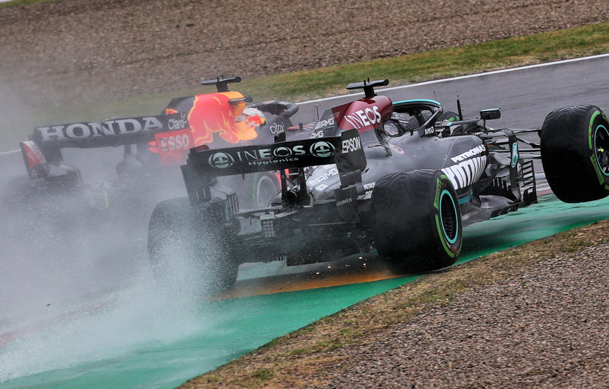 Max Verstappen and Lewis Hamilton lap 1 Imola