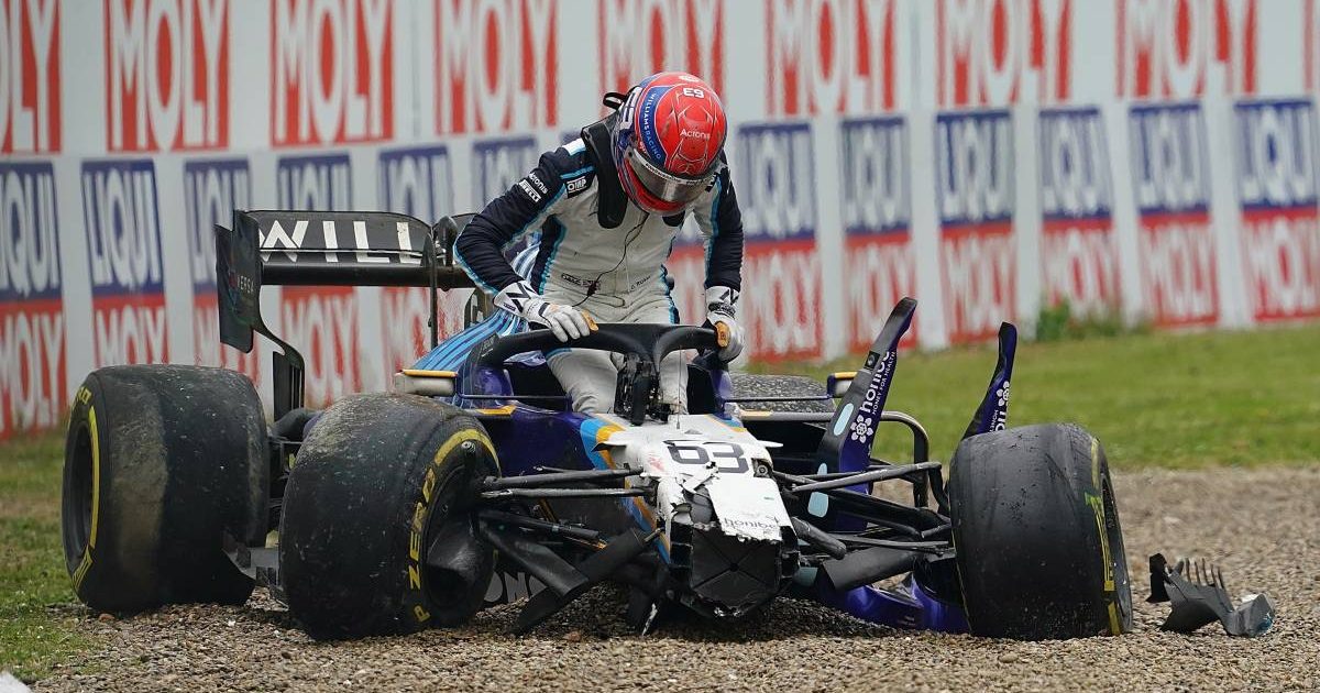 George Russell after his crash with Valtteri Bottas at Imola 2021